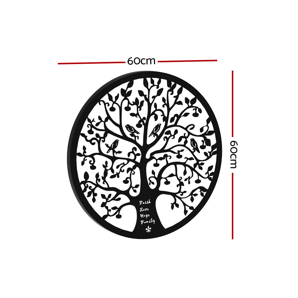 Marlook Metal Wall Art Hanging Sculpture Home Decor Leaf Tree of Life Round Frame