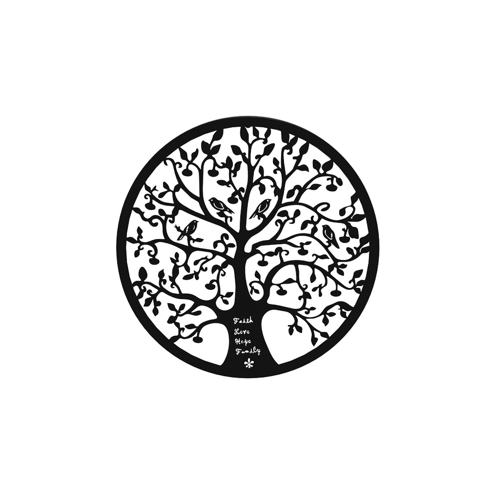 Marlook Metal Wall Art Hanging Sculpture Home Decor Leaf Tree of Life Round Frame