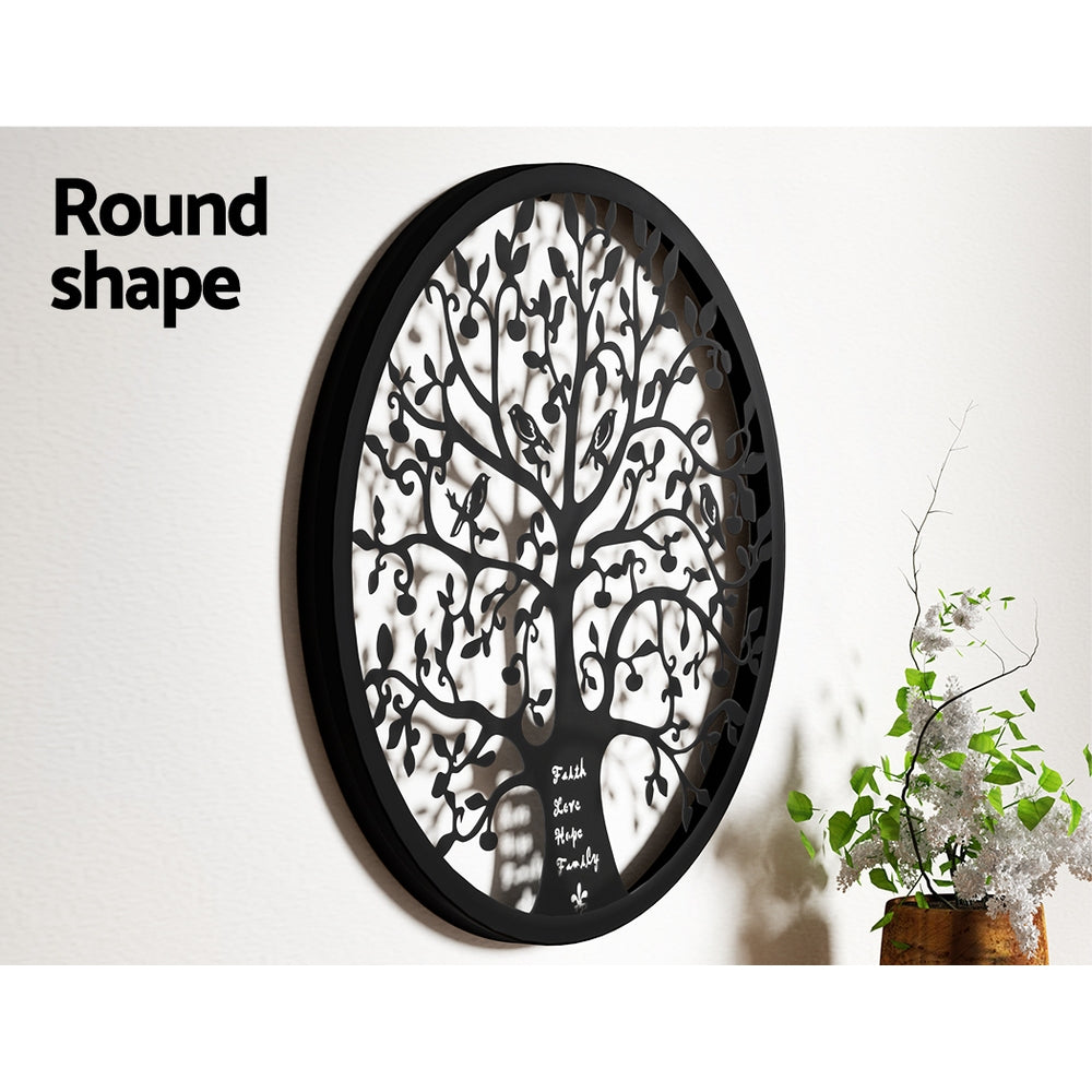 Marlook Metal Wall Art Hanging Sculpture Home Decor Leaf Tree of Life Round Frame