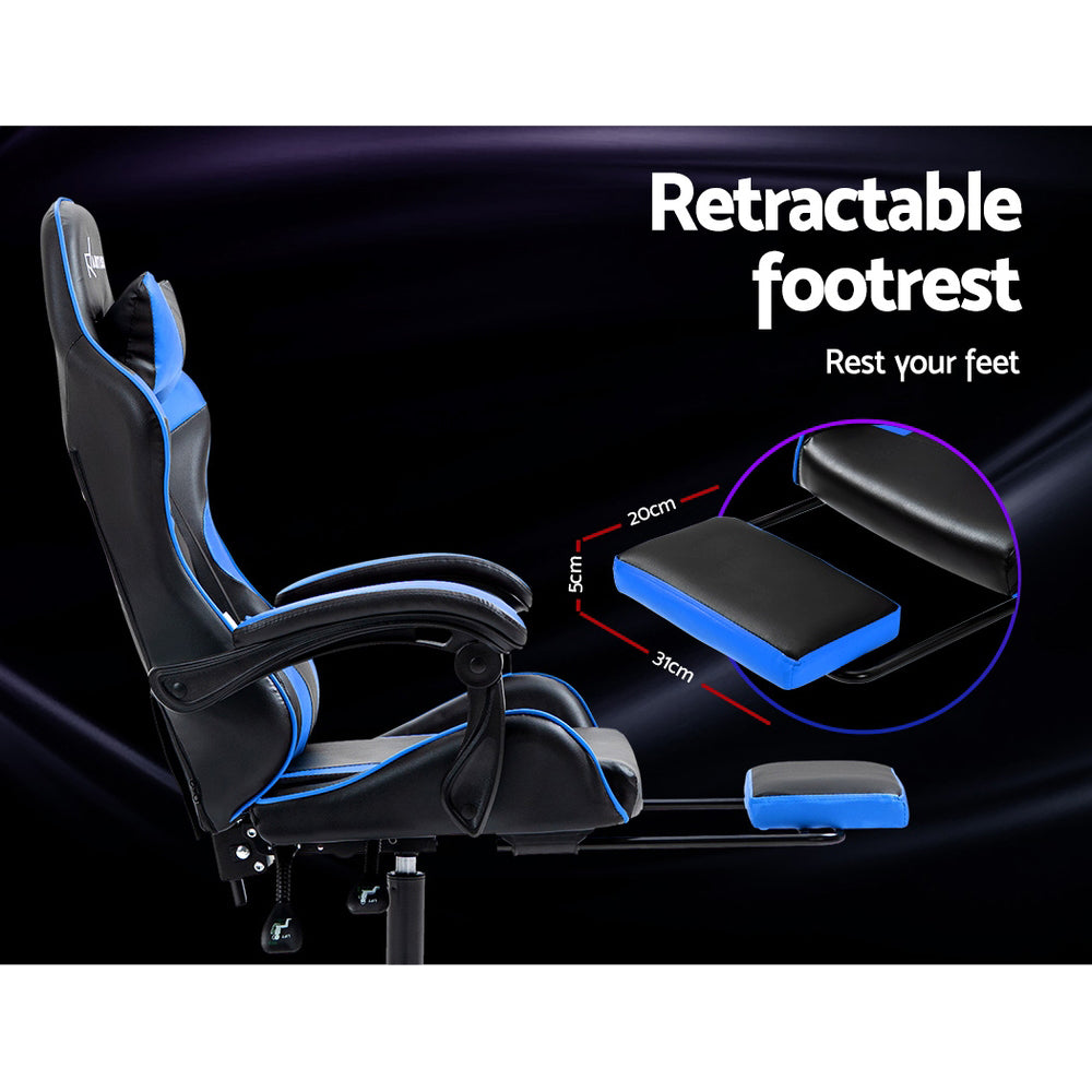 Marlook Gaming Office Chair Recliner Footrest Blue