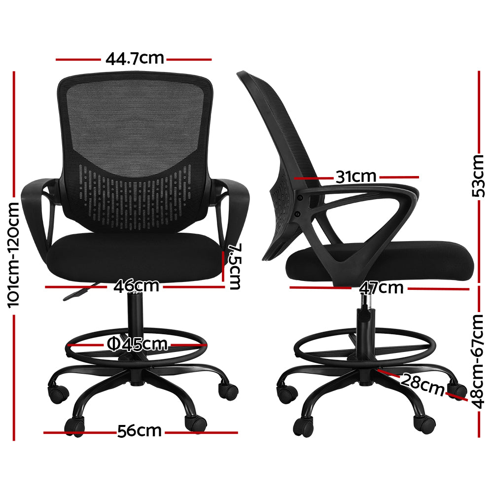 Marlook Office Chair Drafting Stool Computer Standing Desk Mesh Chairs Black