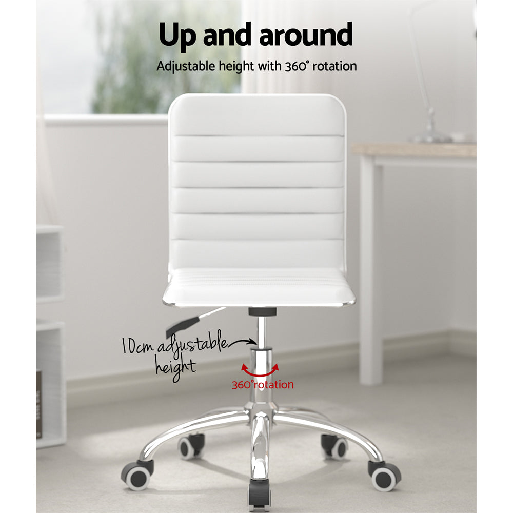 Marlook Office Chair Conference Chairs PU Leather Low Back White