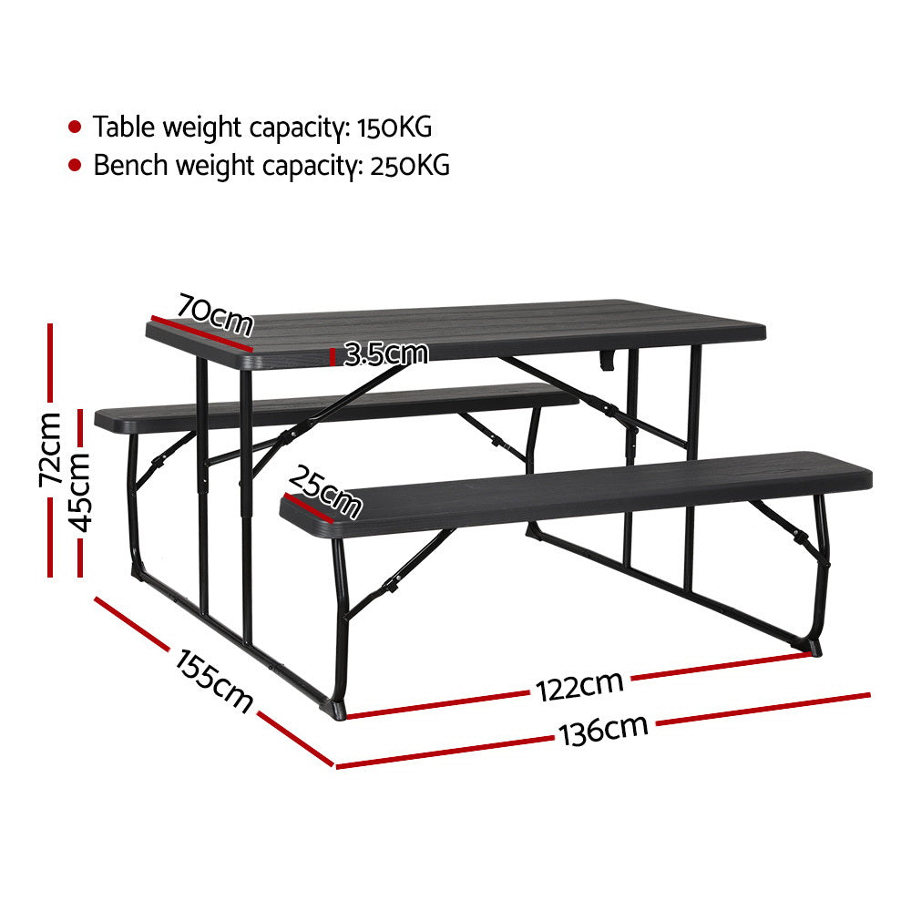 Marlook 3 PCS Outdoor Furniture Dining Set Lounge Setting Patio HDPE Bench