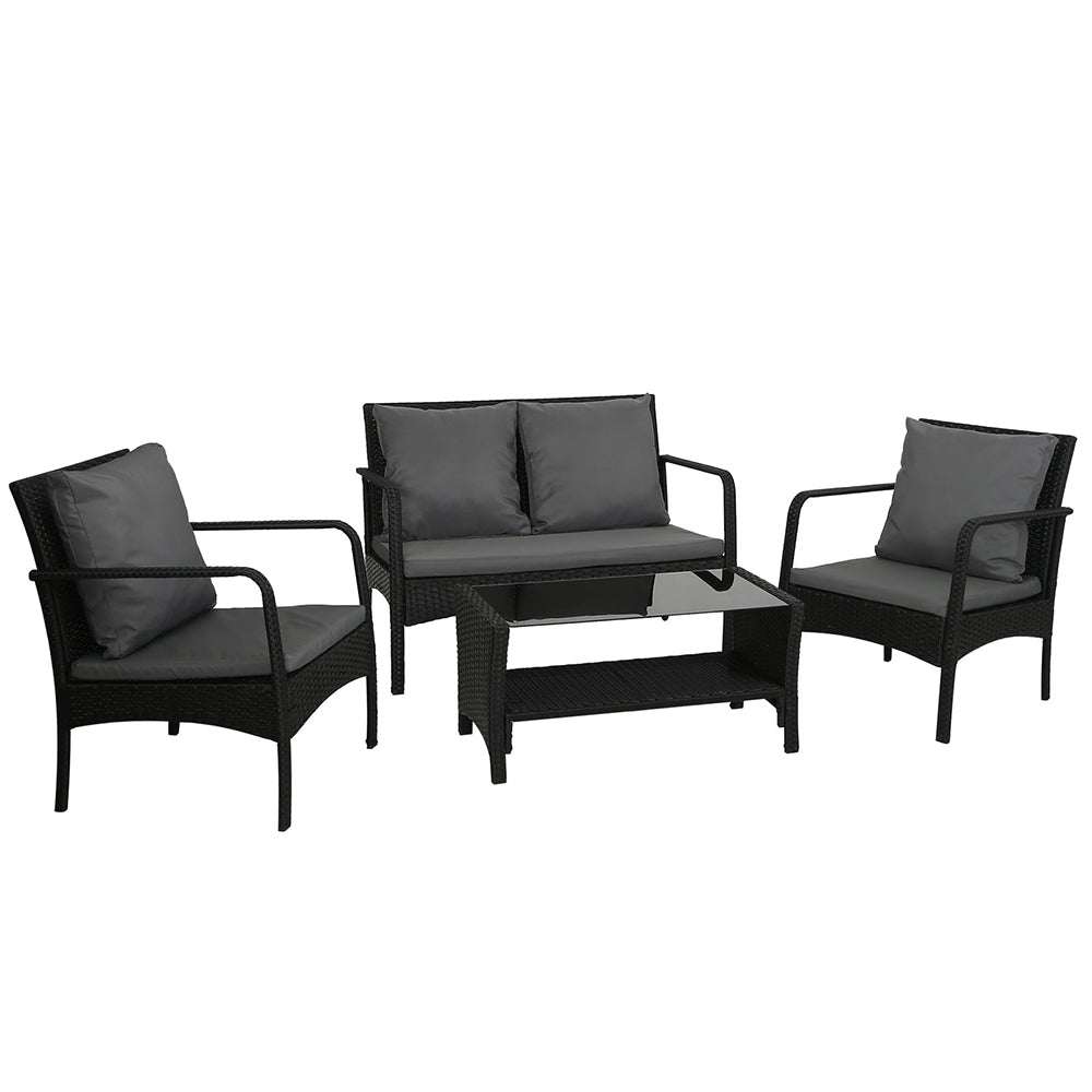 Marlook Outdoor Sofa Set Lounge Setting Wicker Table and Chairs Garden Patio Furniture