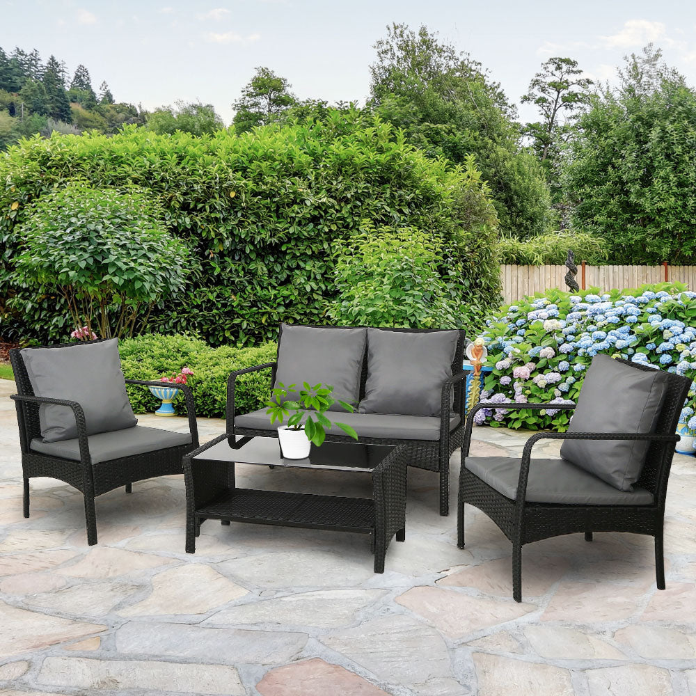Marlook Outdoor Sofa Set Lounge Setting Wicker Table and Chairs Garden Patio Furniture