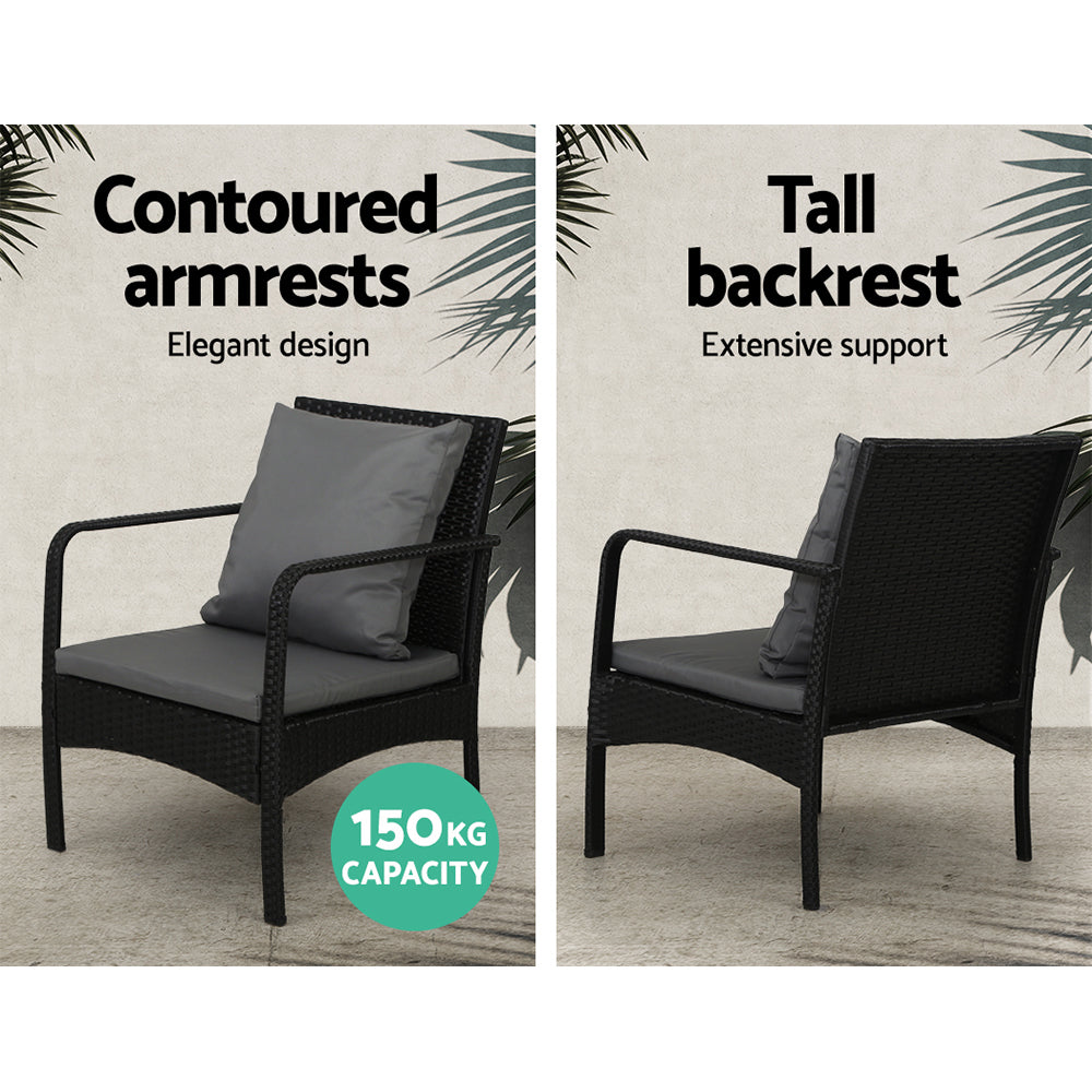 Marlook Outdoor Sofa Set Lounge Setting Wicker Table and Chairs Garden Patio Furniture