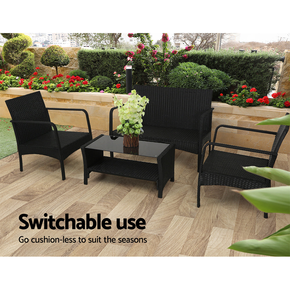 Marlook Outdoor Sofa Set Lounge Setting Wicker Table and Chairs Garden Patio Furniture
