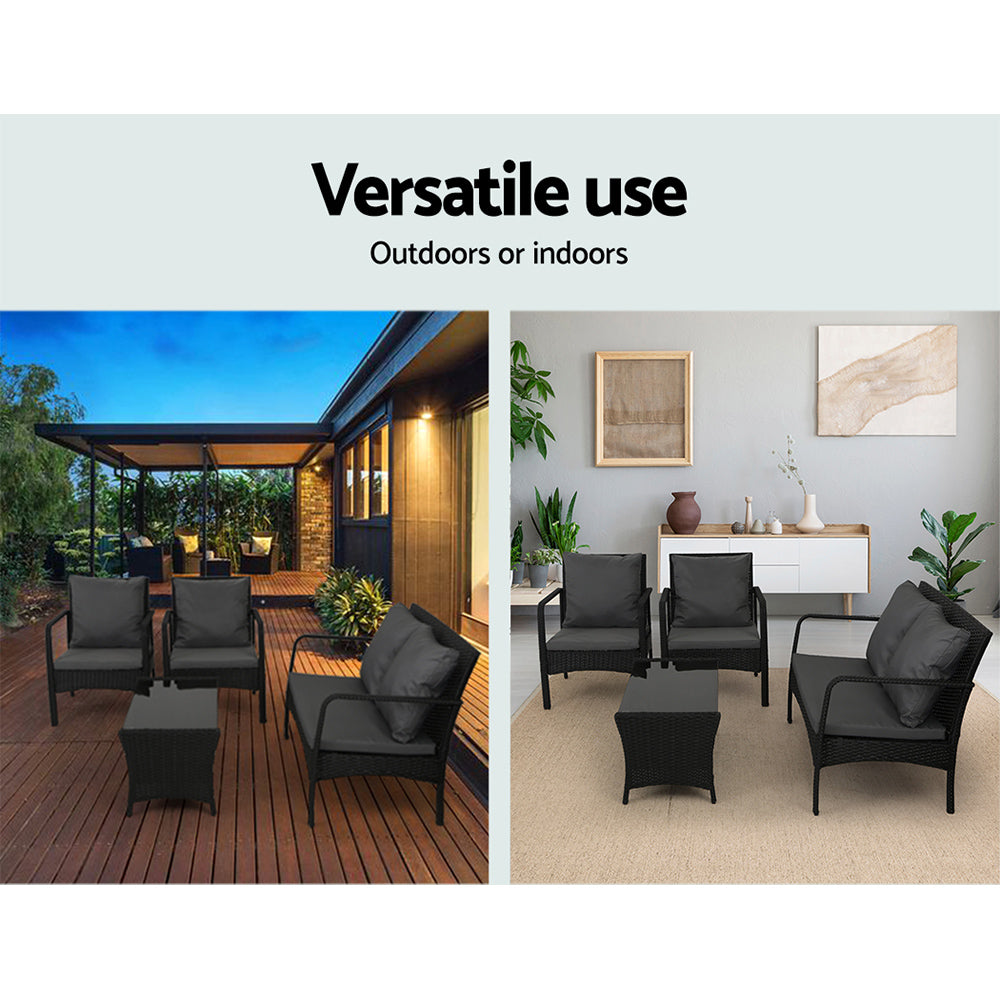 Marlook Outdoor Sofa Set Lounge Setting Wicker Table and Chairs Garden Patio Furniture