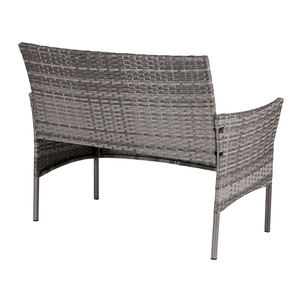 Marlook 4 Seater Outdoor Sofa Set Wicker Setting Table Chair Furniture Grey