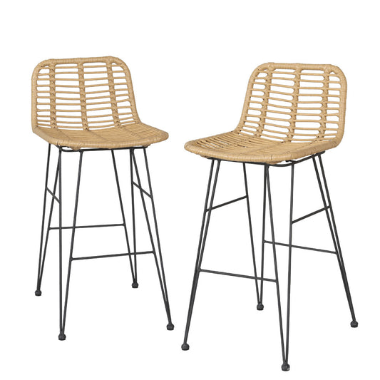 Marlook 2 Piece Outdoor Bar Stools Wicker Dining Rattan Chair