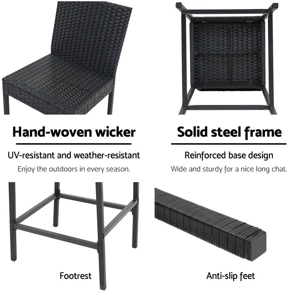 Marlook 2-Piece Outdoor Bar Stools Dining Chair Bar Stools Rattan Furniture