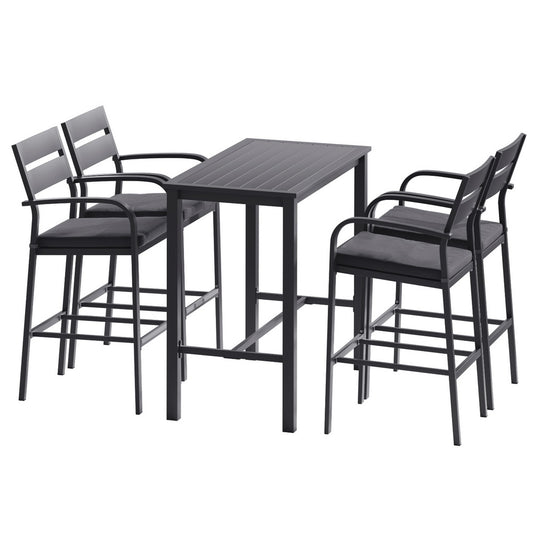 Marlook Outdoor Bar Set 5-Piece Patio Dining Chairs Aluminium Table Stools