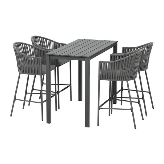 Marlook 5-Piece Outdoor Bar Set Dining Table Rope Chair Patio Bistro Set