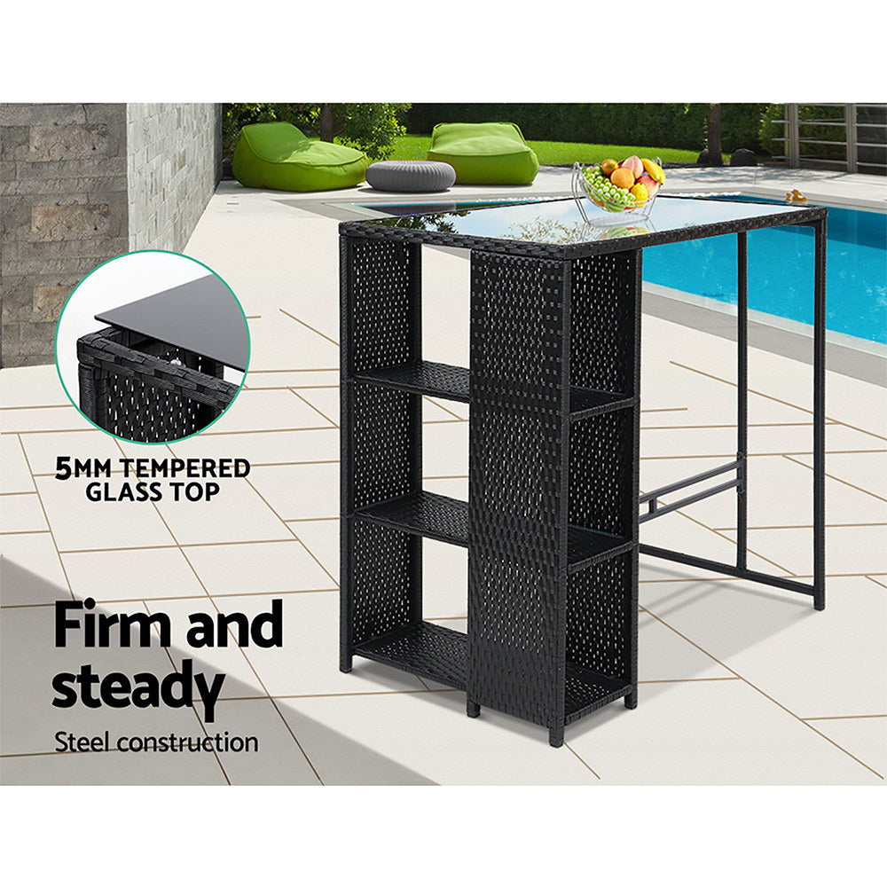 Marlook 5-Piece Outdoor Bar Set Patio Dining Chairs Wicker Table Stools