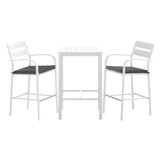 Marlook Outdoor Bar Set Stools 3-Piece Dining Chairs Table Patio Aluminium Bistro Set