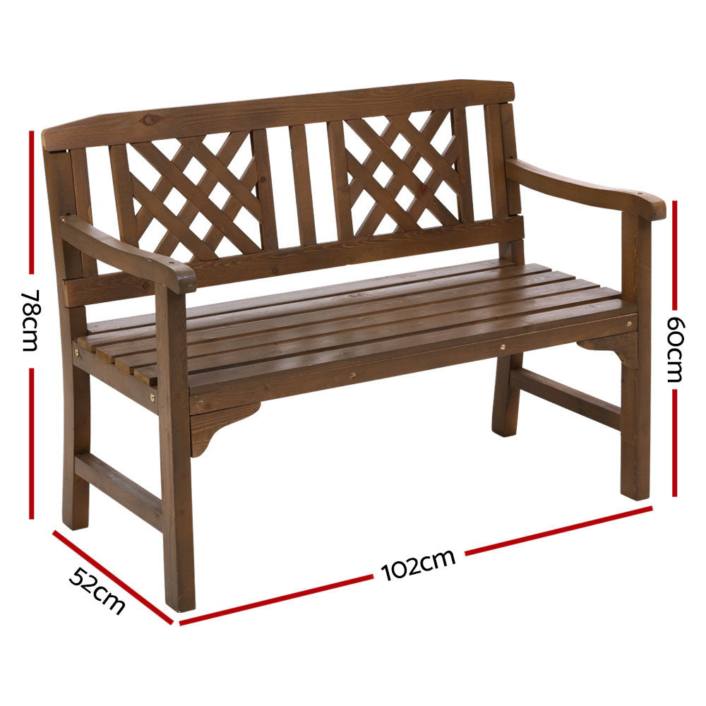 Marlook Outdoor Garden Bench Wooden Chair 2 Seat Patio Furniture Lounge Natural