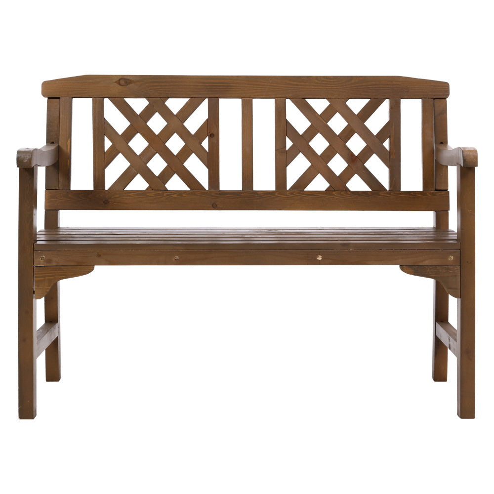 Marlook Outdoor Garden Bench Wooden Chair 2 Seat Patio Furniture Lounge Natural