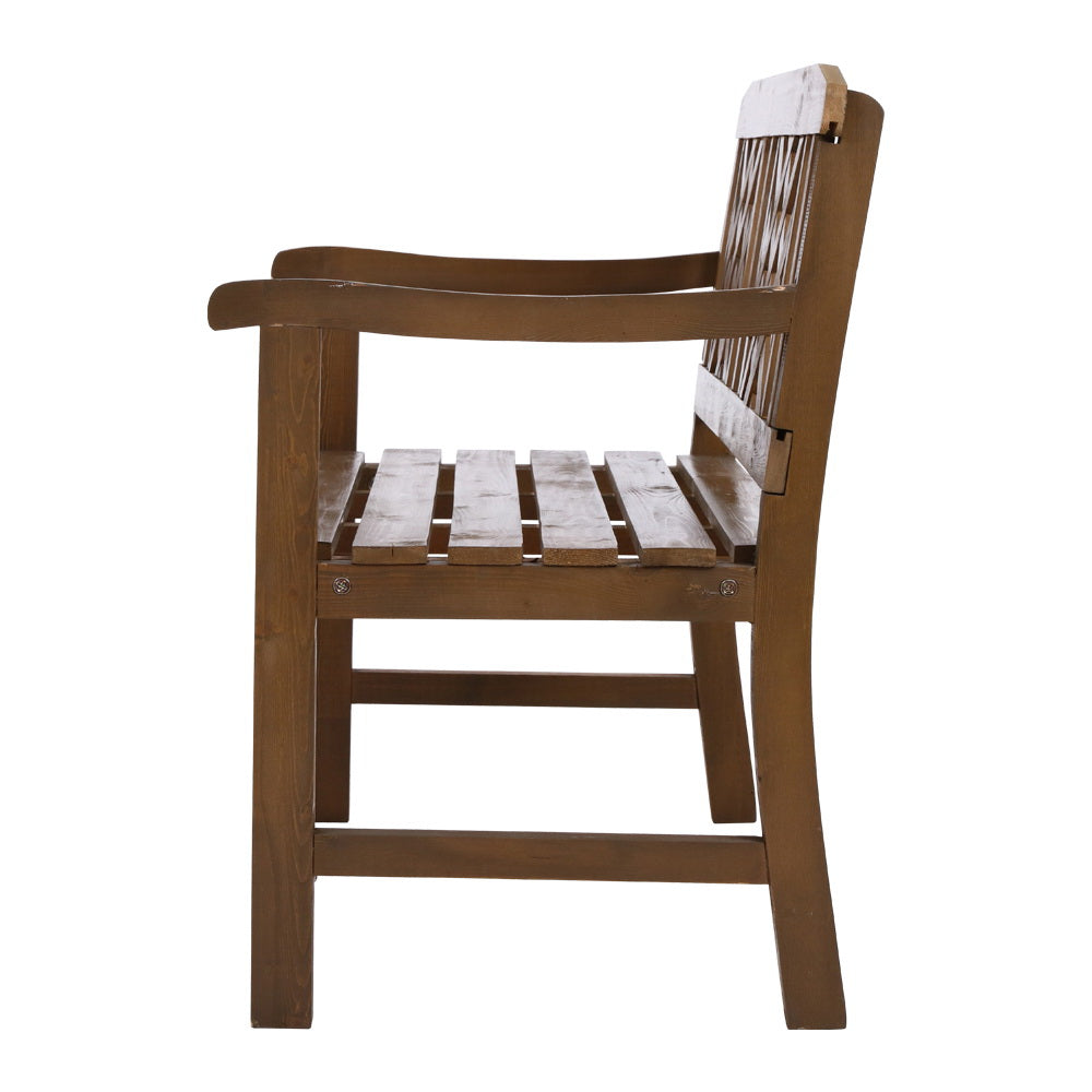 Marlook Outdoor Garden Bench Wooden Chair 2 Seat Patio Furniture Lounge Natural