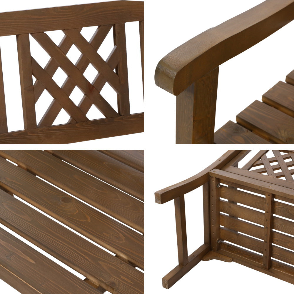 Marlook Outdoor Garden Bench Wooden Chair 2 Seat Patio Furniture Lounge Natural