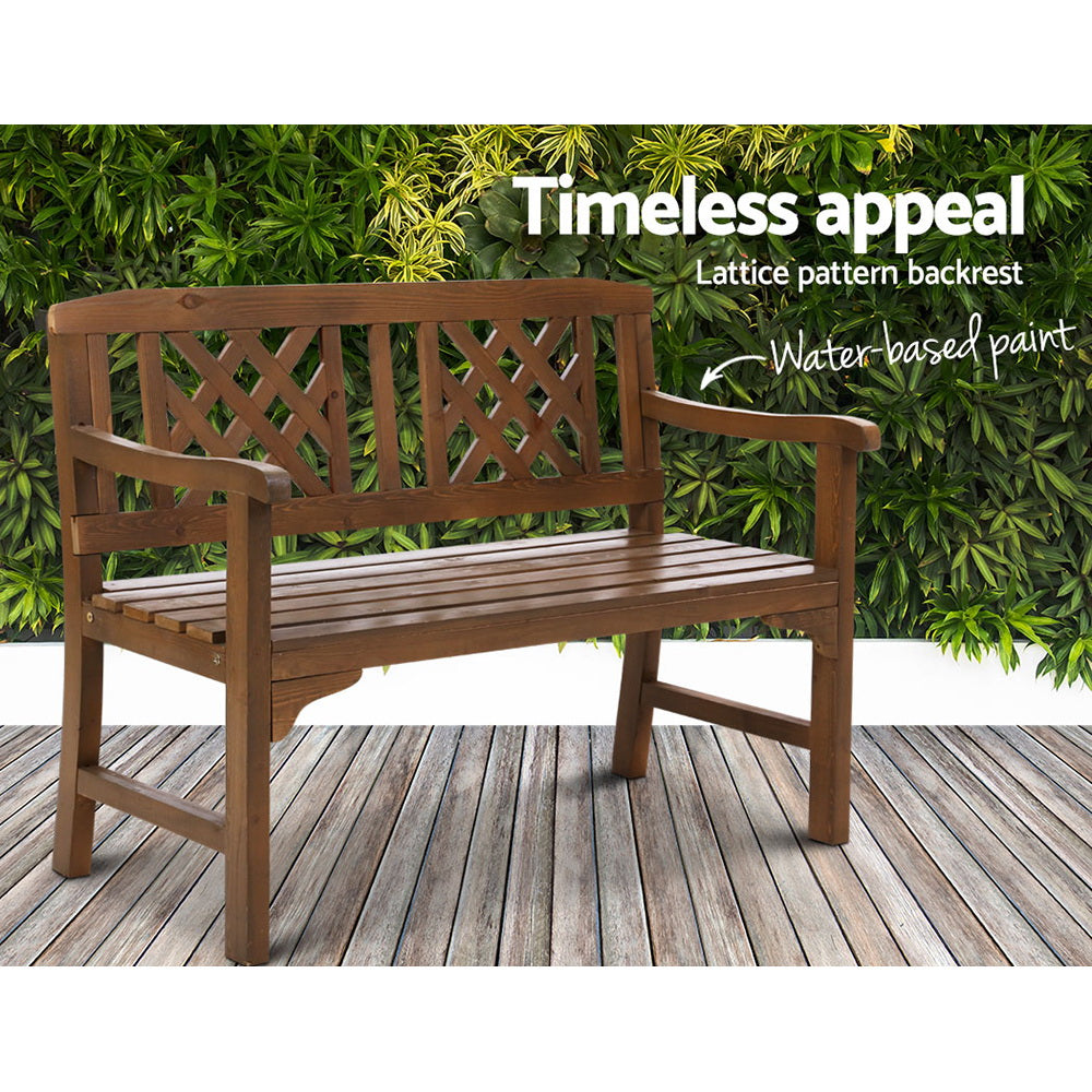 Marlook Outdoor Garden Bench Wooden Chair 2 Seat Patio Furniture Lounge Natural
