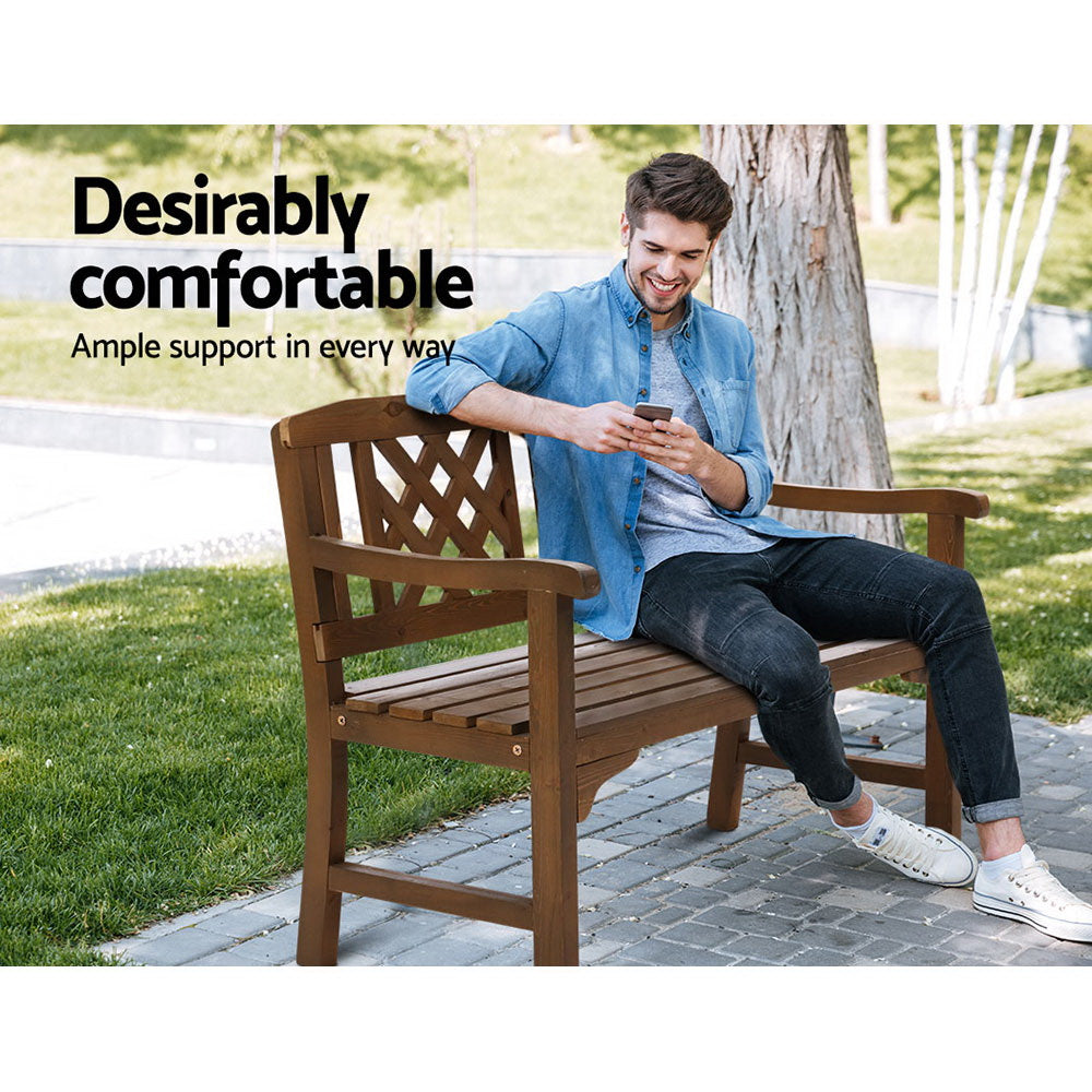 Marlook Outdoor Garden Bench Wooden Chair 2 Seat Patio Furniture Lounge Natural
