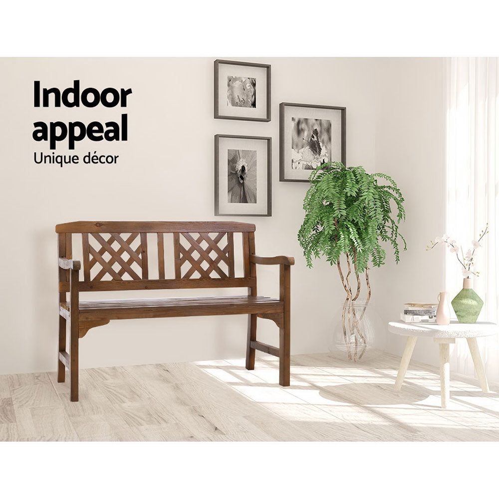 Marlook Outdoor Garden Bench Wooden Chair 2 Seat Patio Furniture Lounge Natural