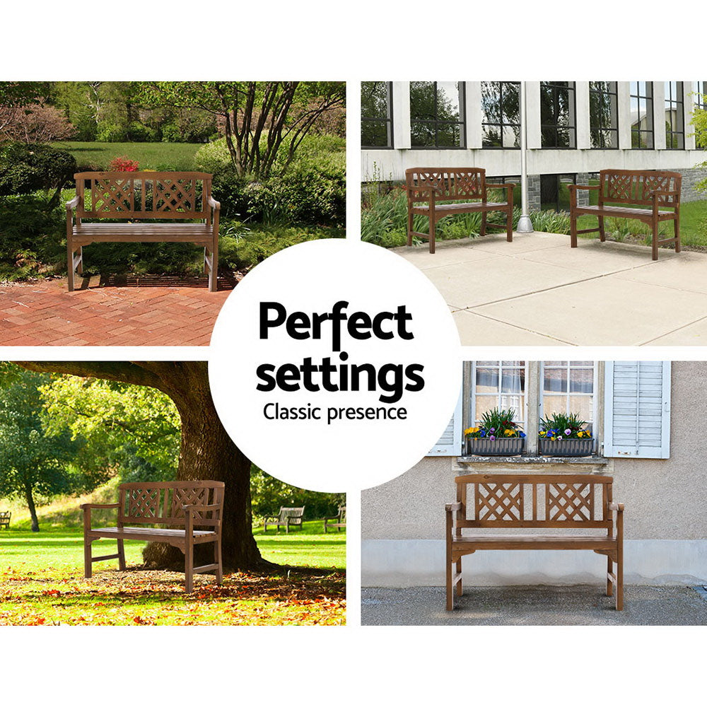 Marlook Outdoor Garden Bench Wooden Chair 2 Seat Patio Furniture Lounge Natural
