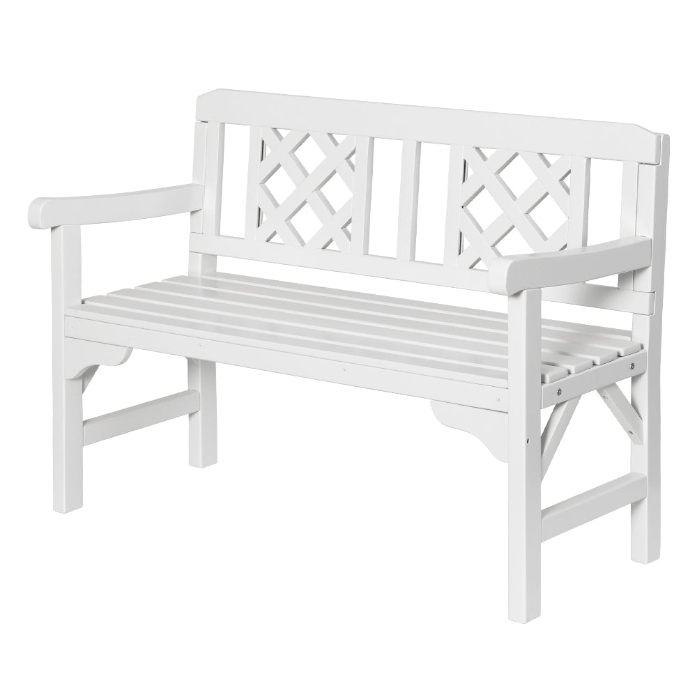 Marlook Outdoor Garden Bench Wooden Chair 2 Seat Patio Furniture Lounge White