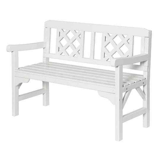 Marlook Outdoor Garden Bench Wooden Chair 2 Seat Patio Furniture Lounge White