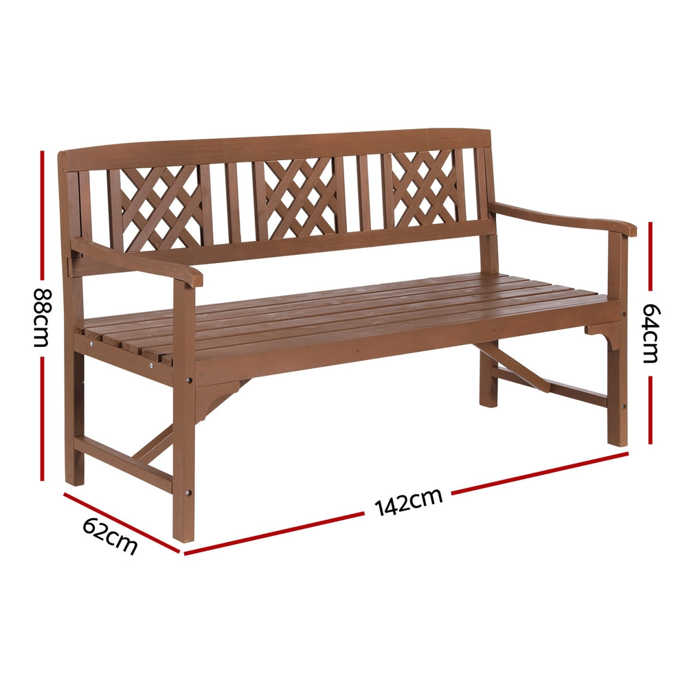 Marlook Outdoor Garden Bench Wooden Chair 3 Seat Patio Furniture Lounge Natural