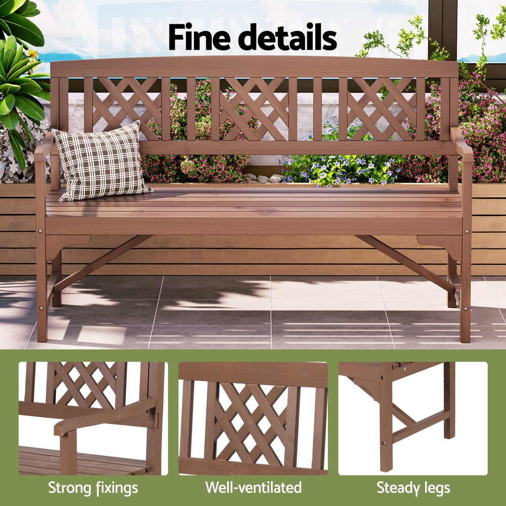 Marlook Outdoor Garden Bench Wooden Chair 3 Seat Patio Furniture Lounge Natural