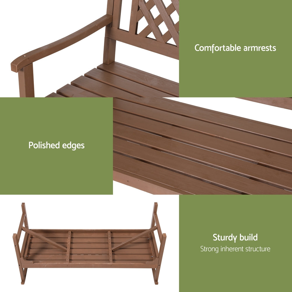 Marlook Outdoor Garden Bench Wooden Chair 3 Seat Patio Furniture Lounge Natural