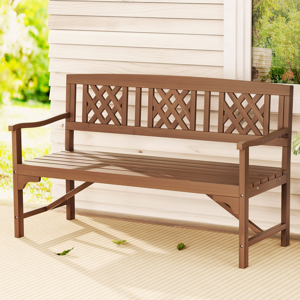 Marlook Outdoor Garden Bench Wooden Chair 3 Seat Patio Furniture Lounge Natural