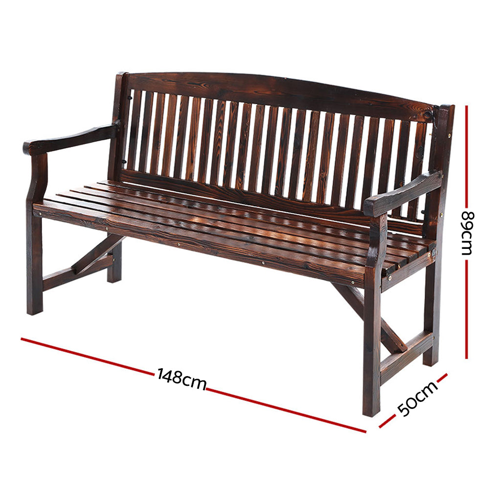 Marlook 5FT Outdoor Garden Bench Wooden 3 Seat Chair Patio Furniture Charcoal