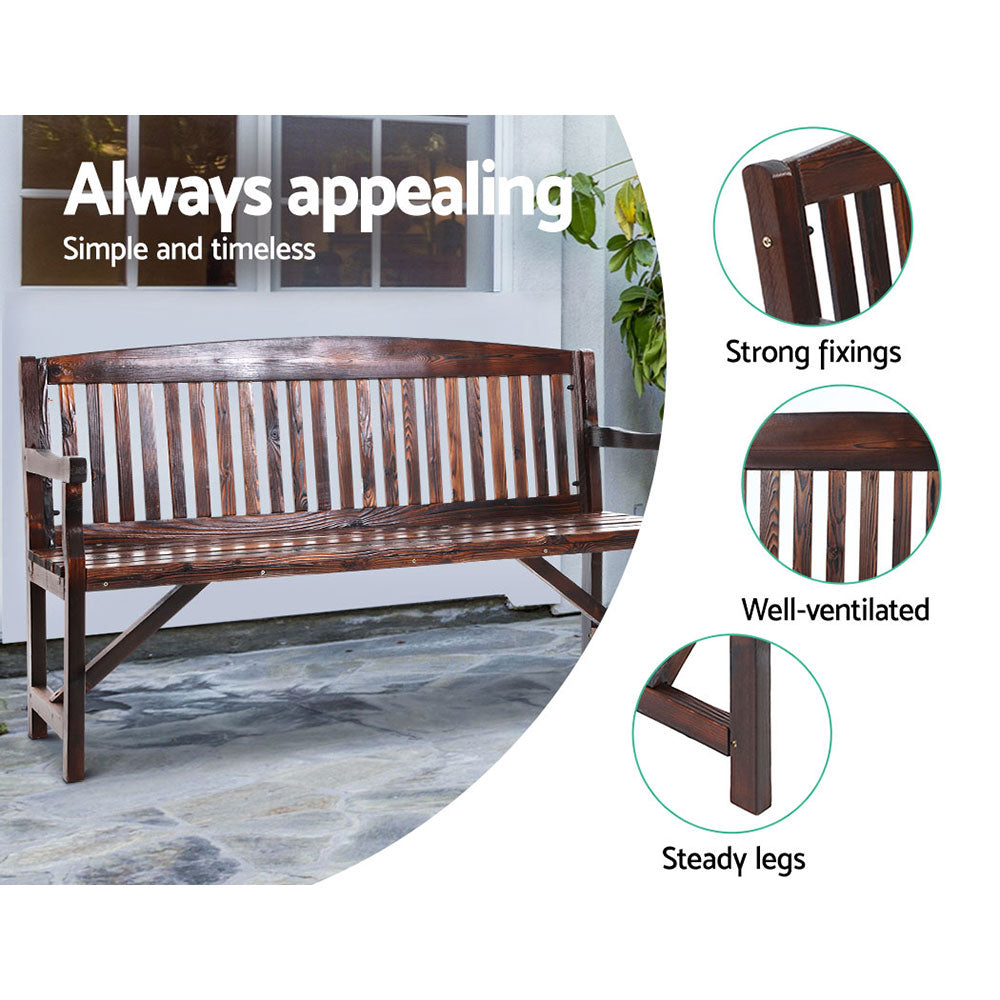 Marlook 5FT Outdoor Garden Bench Wooden 3 Seat Chair Patio Furniture Charcoal