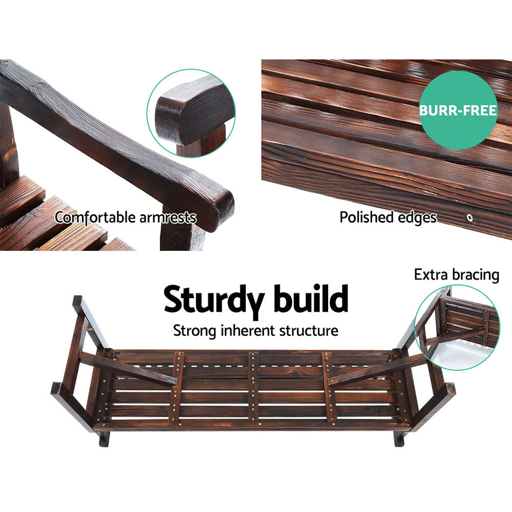 Marlook 5FT Outdoor Garden Bench Wooden 3 Seat Chair Patio Furniture Charcoal