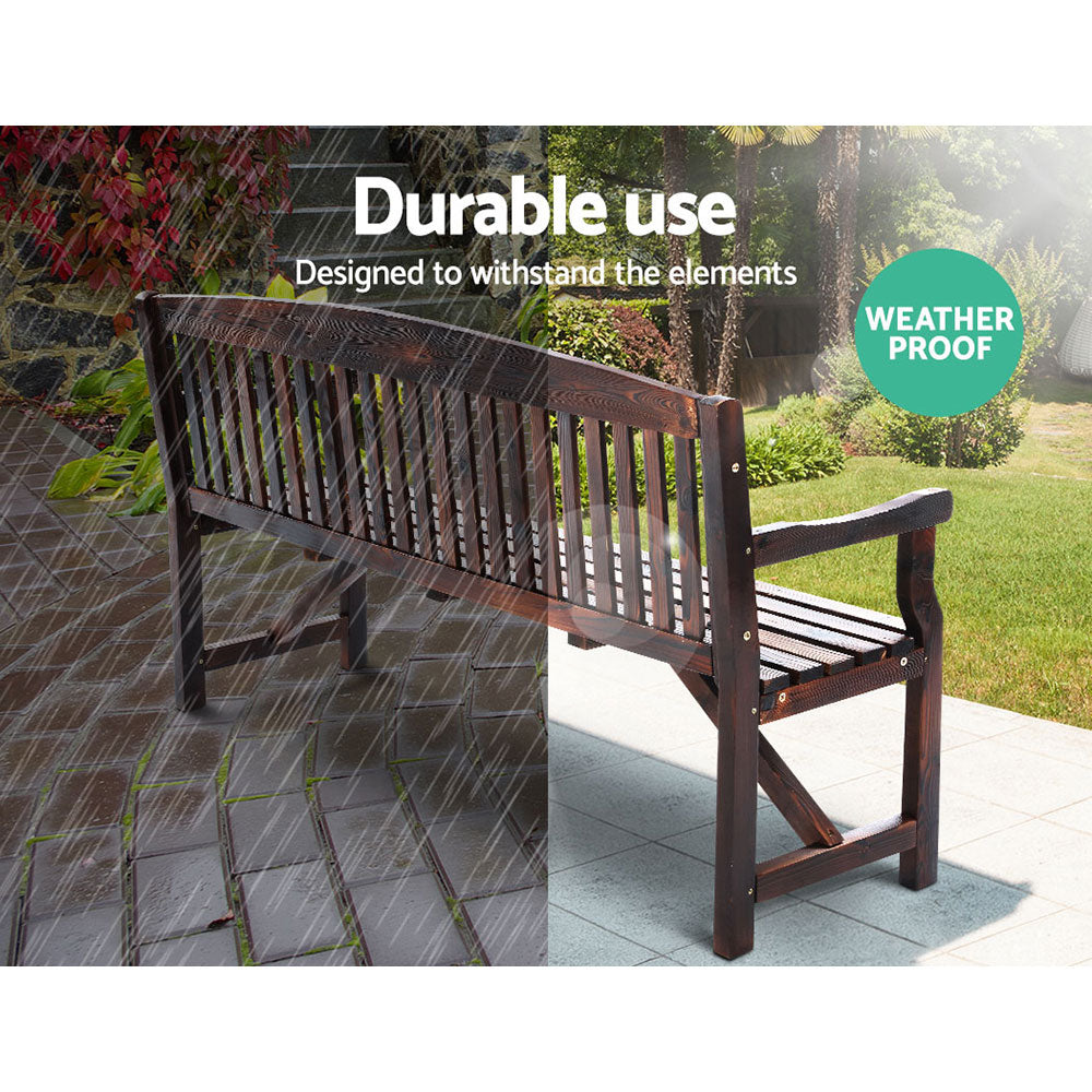 Marlook 5FT Outdoor Garden Bench Wooden 3 Seat Chair Patio Furniture Charcoal