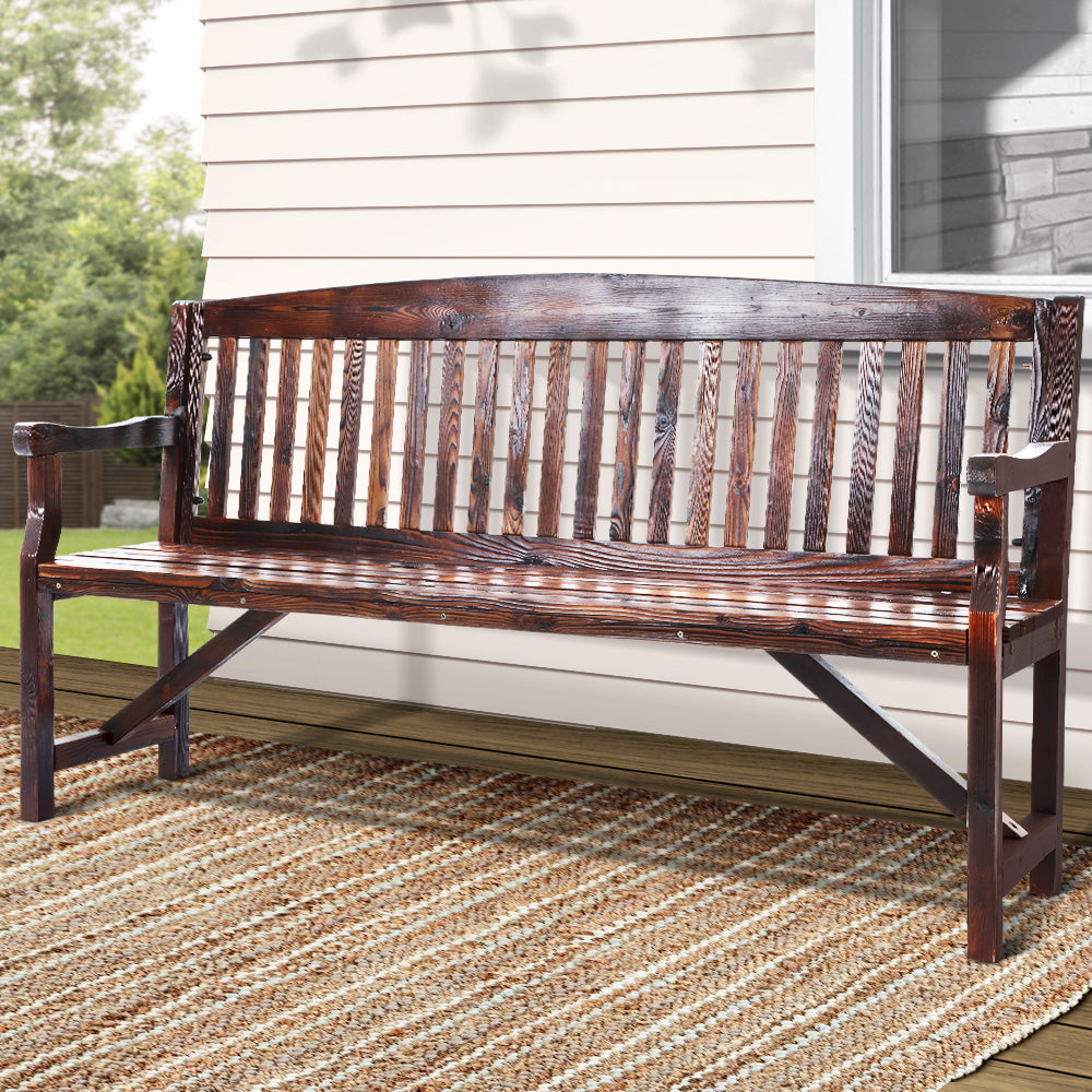 Marlook 5FT Outdoor Garden Bench Wooden 3 Seat Chair Patio Furniture Charcoal