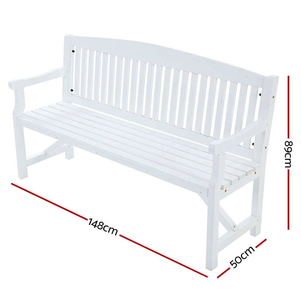 Marlook 5FT Outdoor Garden Bench Wooden 3 Seat Chair Patio Furniture White