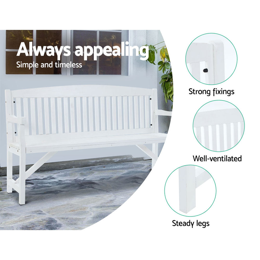 Marlook 5FT Outdoor Garden Bench Wooden 3 Seat Chair Patio Furniture White