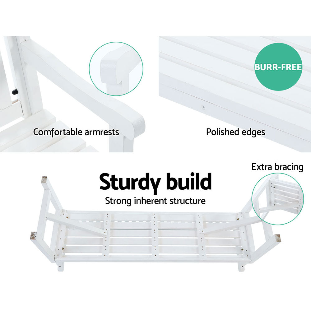 Marlook 5FT Outdoor Garden Bench Wooden 3 Seat Chair Patio Furniture White