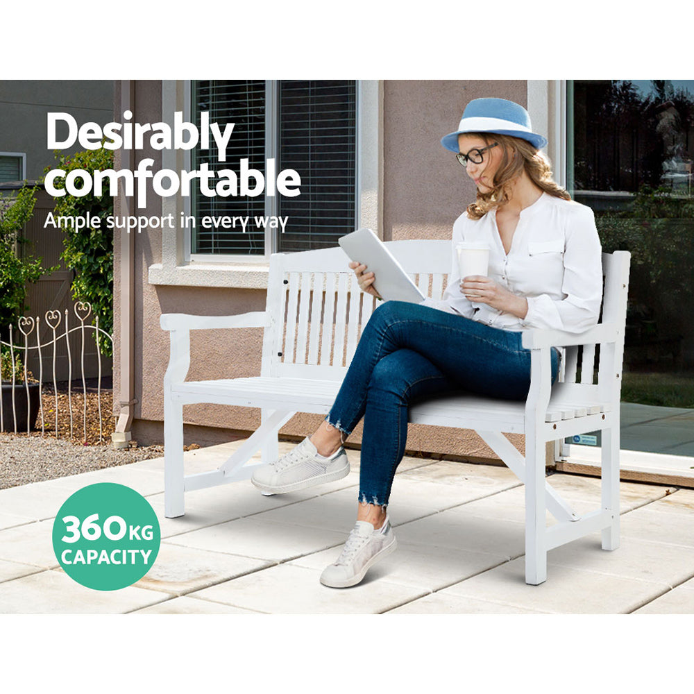 Marlook 5FT Outdoor Garden Bench Wooden 3 Seat Chair Patio Furniture White