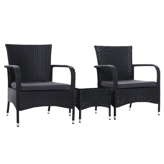 Marlook 3PC Outdoor Bistro Set Patio Furniture Wicker Setting Chairs Table Luca