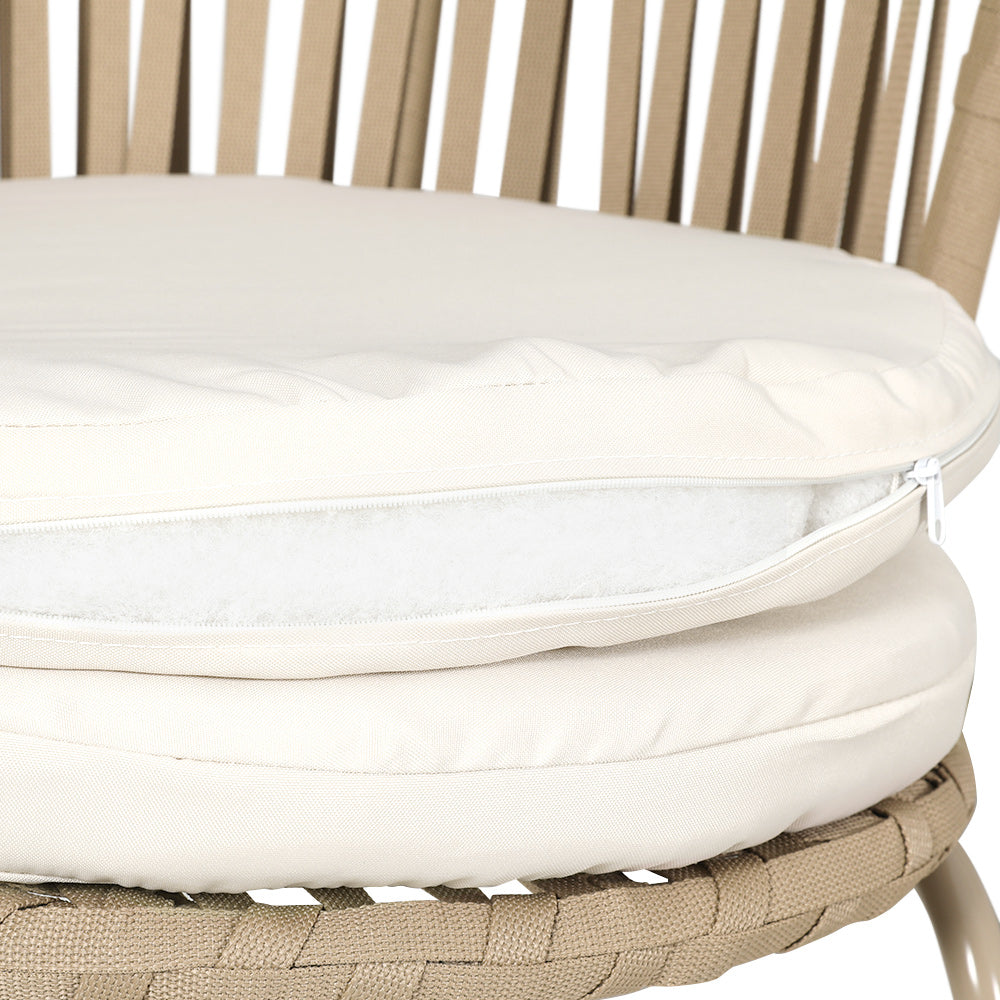 Marlook 3PC Outdoor Bistro Set Patio Furniture Rope Setting Chairs Table Beige