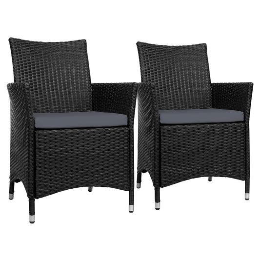 Marlook Outdoor Dining Chairs Patio Furniture Wicker Garden Cushion Idris 2PC