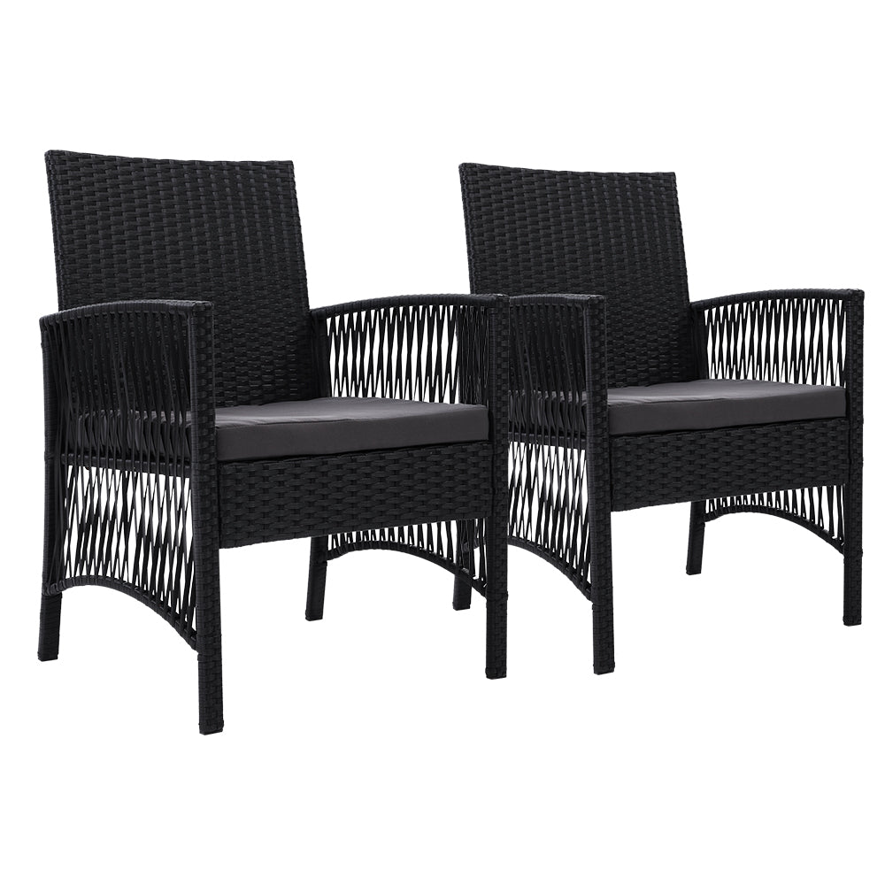 Marlook 2PC Outdoor Dining Chairs Patio Furniture Wicker Lounge Chair Garden