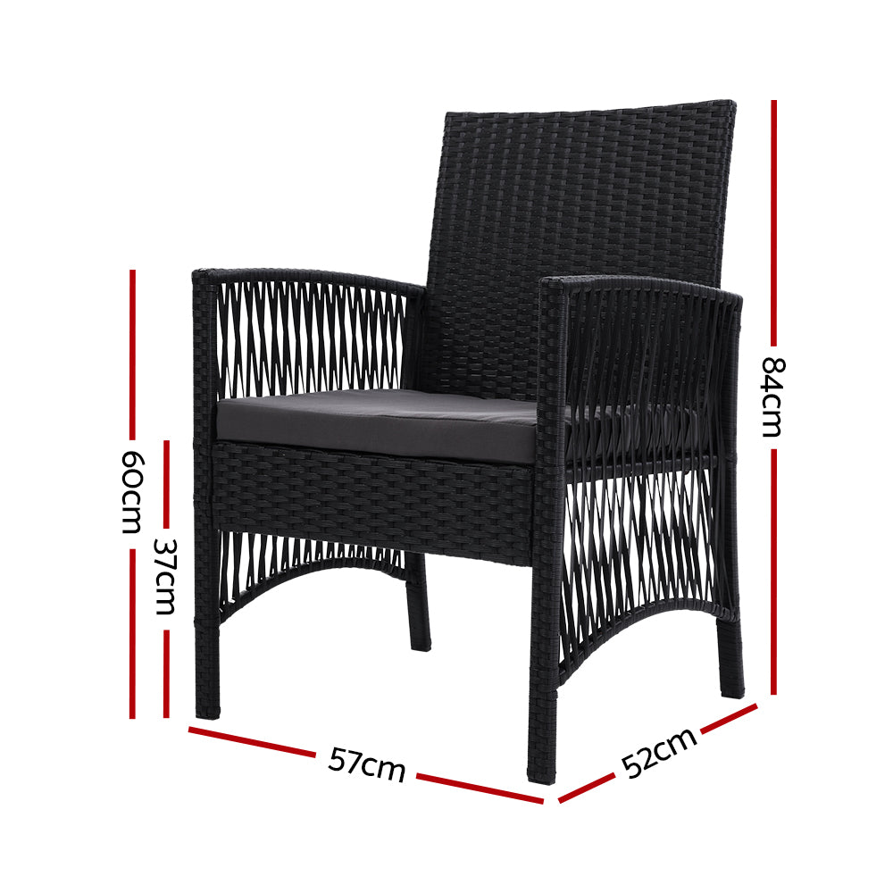 Marlook 2PC Outdoor Dining Chairs Patio Furniture Wicker Lounge Chair Garden