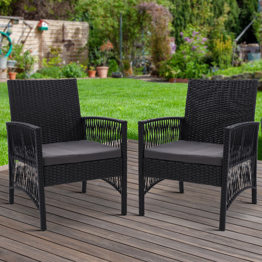 Marlook 2PC Outdoor Dining Chairs Patio Furniture Wicker Lounge Chair Garden