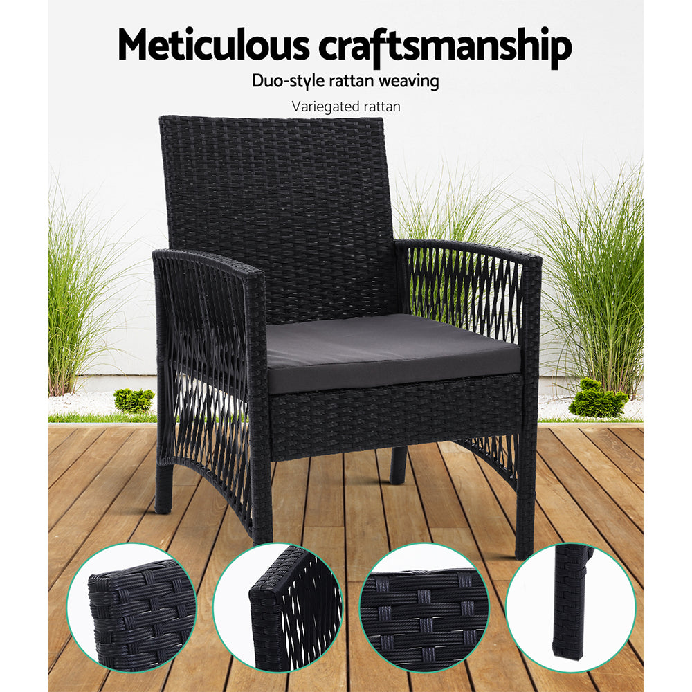 Marlook 2PC Outdoor Dining Chairs Patio Furniture Wicker Lounge Chair Garden