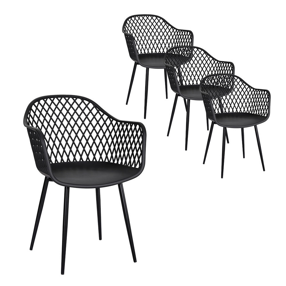 Marlook 4PC Outdoor Dining Chairs PP Lounge Chair Patio Furniture Garden Black